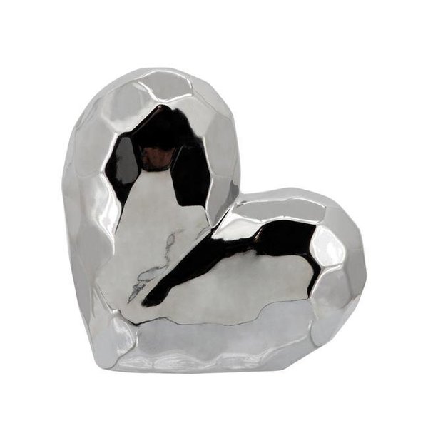 Sagebrook Home Sagebrook Home 13216-04 7.75 in. Ceramic Heart Decor; Silver 13216-04